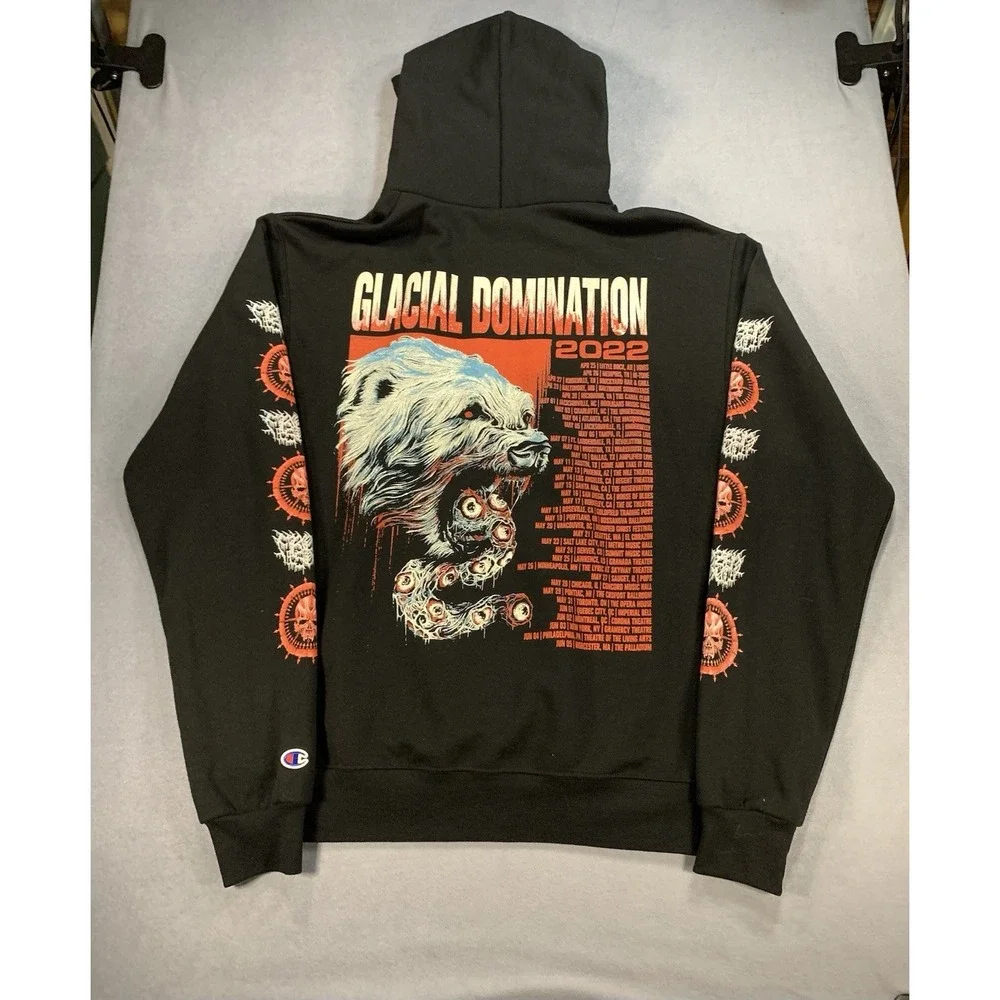 Frozen Soul Glacial Domination Tour 2022 Double Sided Death Metal Hoodie Men's M